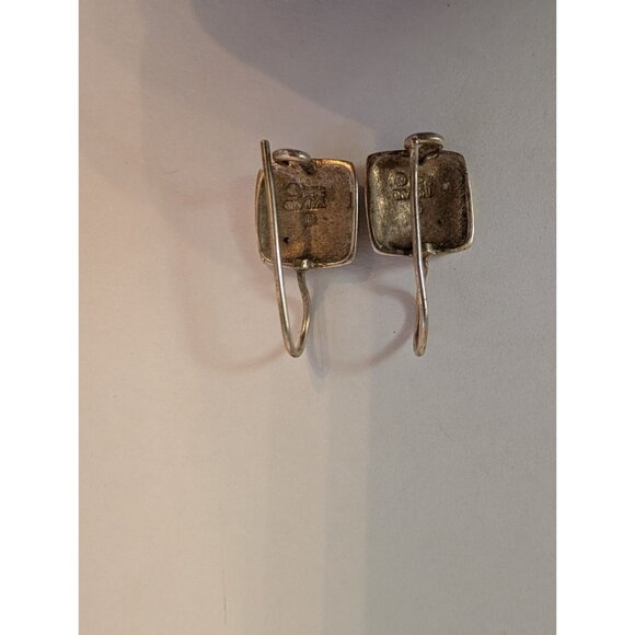 Sterling Silver Square Floral Drop Earrings With Hook Back - Picture 4 of 4